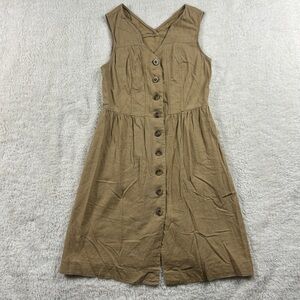 Chic Button-Down Tan Midi Dress